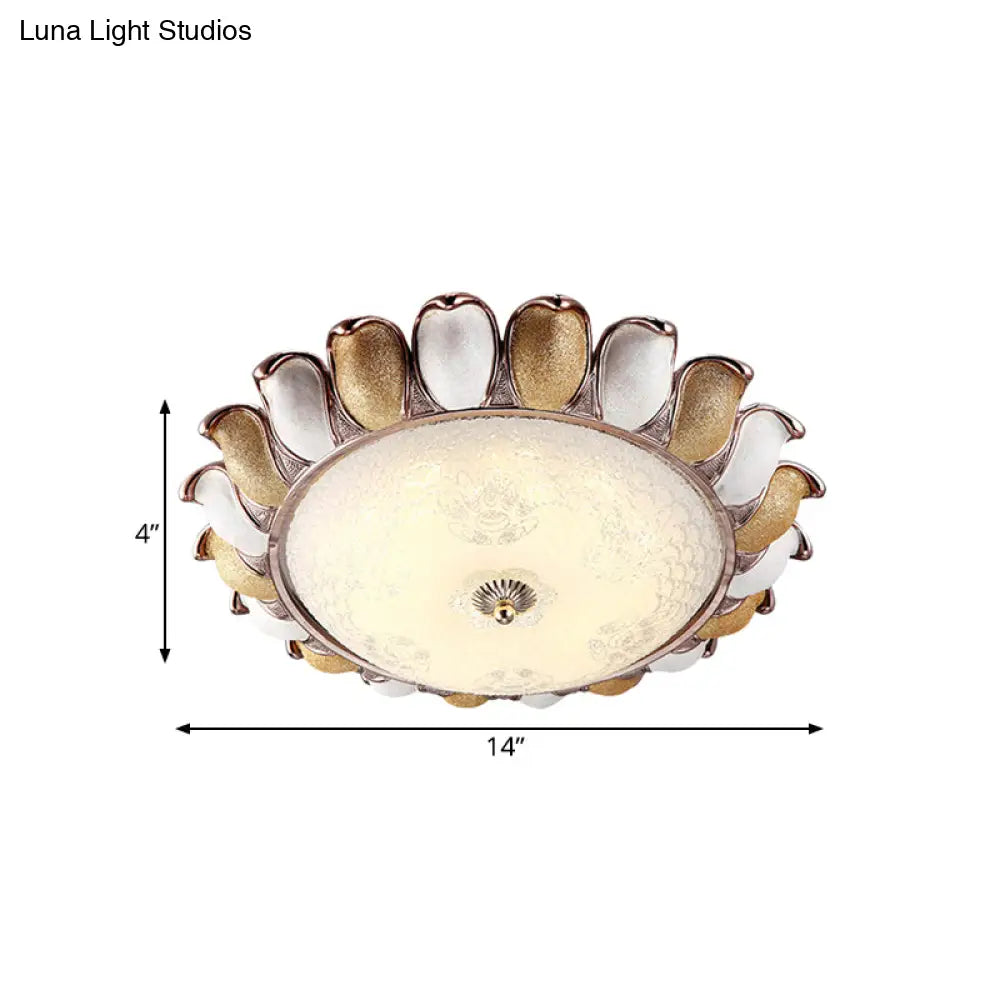 Korea Country Gold Flower Bedroom Led Flush Mount Lamp