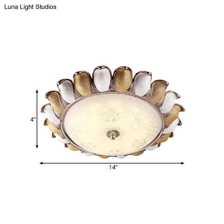 Korea Country Gold Flower Bedroom Led Flush Mount Lamp