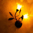 Korean Garden Amber Glass Wall Light With Ruffle Flower Design 2 / Red Brown