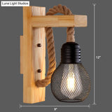 L-Shaped Wooden Lantern Wall Light With Rope Arm - Perfect Farmhouse Bedroom Lighting
