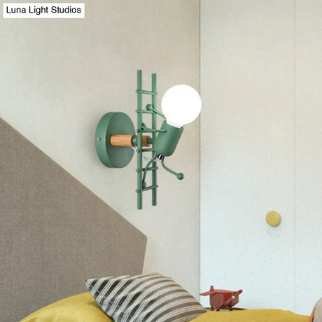 Ladder Stick Man Wall Mounted Metal Light - Decorative 1-Head Bedside Lighting