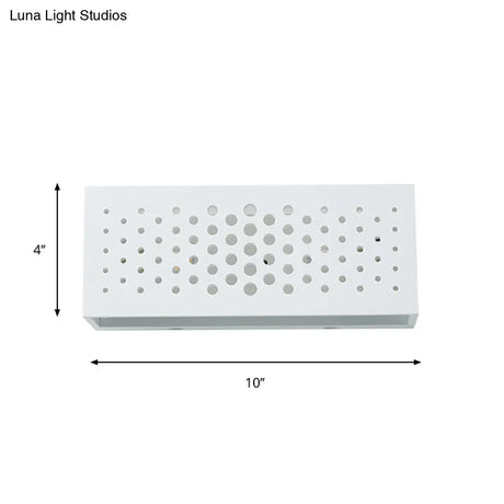 Laser Cut Minimalist Rectangle Box Wall Sconce: White Gypsum 1 Head Bedroom Light Fixture