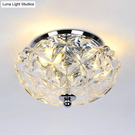 Lattice Crystal Scalloped Mini Flushmount Ceiling Light - Simple 2 - Head Loft House In Chrome
