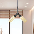 Laura - Antiqued 2/3/5 Heads Metal Hanging Light Black Finish Sputnik Pipe Bar Chandelier With