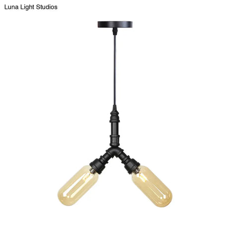 Laura - Antiqued 2/3/5 Heads Metal Hanging Light Black Finish Sputnik Pipe Bar Chandelier With