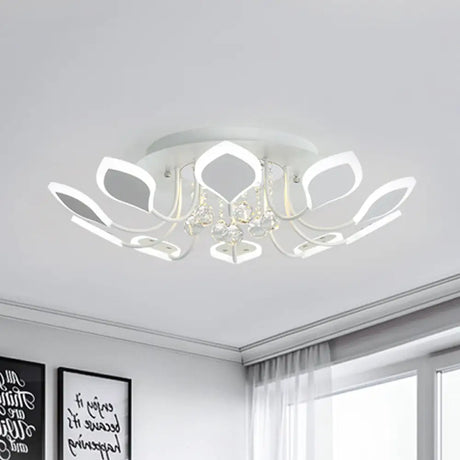 Leaf Acrylic Shade Sputnik Flush Mount Ceiling Light - Modern 8/10/12 Lights White/Black Bedroom
