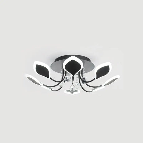 Leaf Acrylic Shade Sputnik Flush Mount Ceiling Light - Modern 8/10/12 Lights White/Black Bedroom