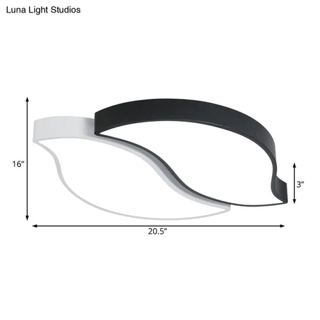 Leaf Flush Mount Light Fixture - Nordic Acrylic Ceiling In Black And White With Warm/White