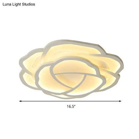 Led Acrylic Shaded Rose Flush Mount Ceiling Lamp - Simplicity Bedroom Light (16’/20.5’) In