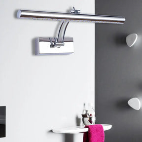 Led Bathroom Wall Lamp With Tubular Metal Shade - Chrome/Gold Finish 16/21.5 Wide Chrome / 16