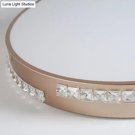 Led Bedroom Ceiling Light Fixture - Gold Flush Mount With Crystal Drum Shade (18”/21.5”) Warm/3