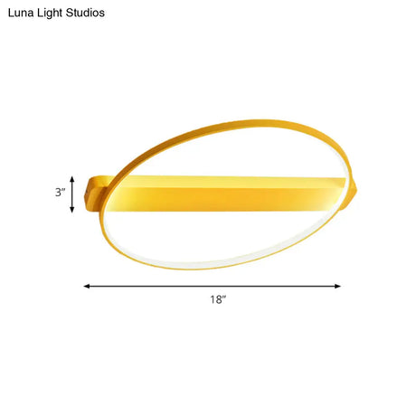 Led Bedroom Ceiling Light - Kid’s Modern Semi Flush With Acrylic Ring