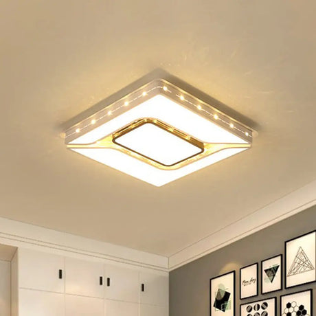 Led Bedroom Ceiling Light With Acrylic Shade - White Flush Mount In White/Warm (19.5/23.5 W)