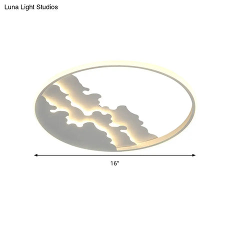 Led Bedroom Flush Light - 16’/19.5’/23.5’ Dia Ceiling Mounted Lamp In White/Black Warm/White