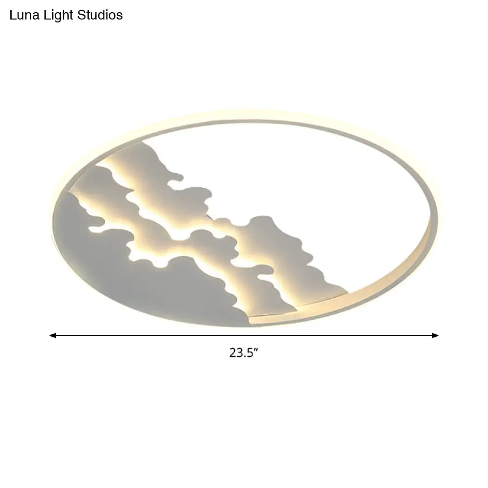 Led Bedroom Flush Light - 16’/19.5’/23.5’ Dia Ceiling Mounted Lamp In White/Black Warm/White