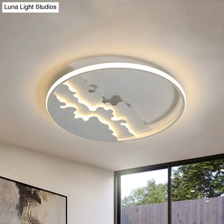 Led Bedroom Flush Light - 16’/19.5’/23.5’ Dia Ceiling Mounted Lamp In White/Black Warm/White