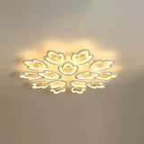 Led Bedroom Flush Light With Leaves Acrylic Shade - 3/5/9 - Light Options White Ceiling Lamp In