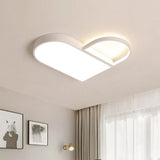 Led Bedroom Flush Mount Modern White/Black Lighting With Love Heart Metal Shade 19.5’/23.5’