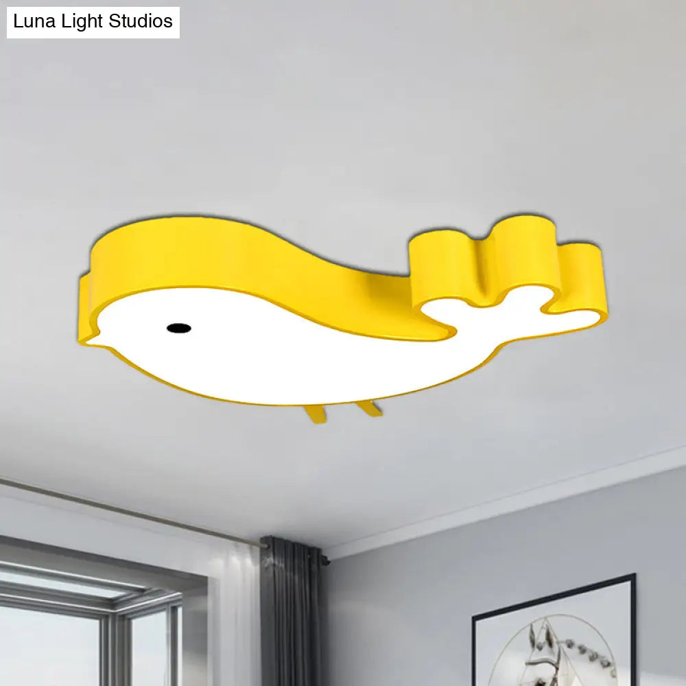 Led Bird - Like Flush Light Fixture With Acrylic Shade - Cartoon Style Blue/Pink/Yellow Finish