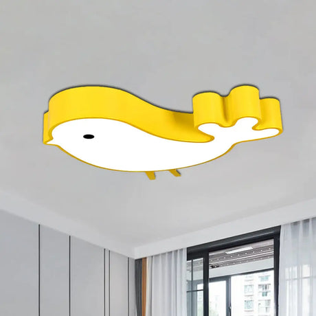 Led Bird - Like Flush Light Fixture With Acrylic Shade - Cartoon Style Blue/Pink/Yellow Finish