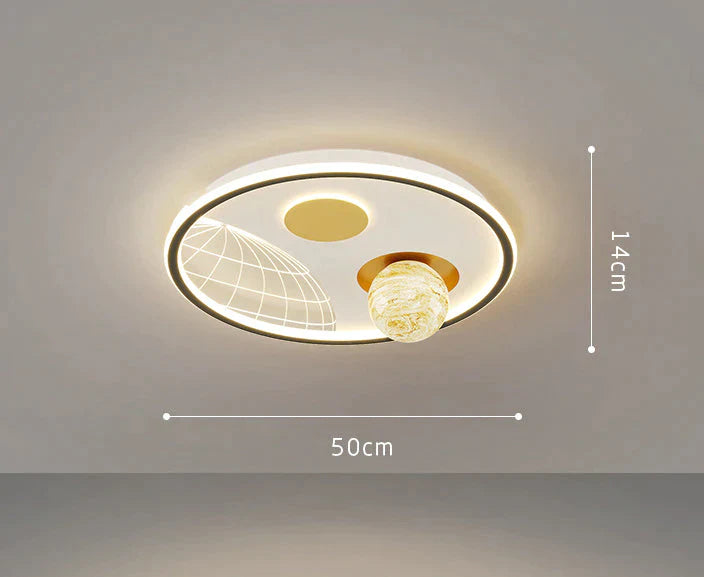 Led Ceiling Lamp Glass Living Room Dining Bedroom Modern Simple Black / Circular Tri-Color Light