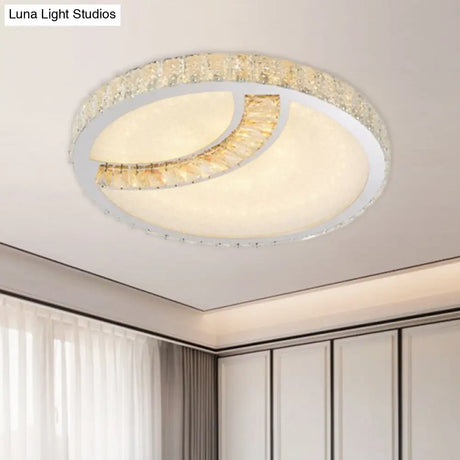 Led Ceiling Mounted Restaurant Light In Chrome - Contemporary Square/Round Design With Beveled