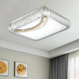 Led Ceiling Mounted Restaurant Light In Chrome - Contemporary Square/Round Design With Beveled