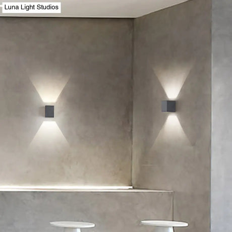 Led Cement Wall Sconce - Simple Rectangle Shape For Corridors