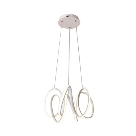 Minimalist Led Chandelier With Curve Pendant In White/Warm Light For Living Room