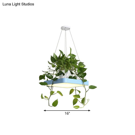 Led Chandelier Light Fixture With Acrylic Shade - Antiqued Style For Dining Room Black/White/Blue