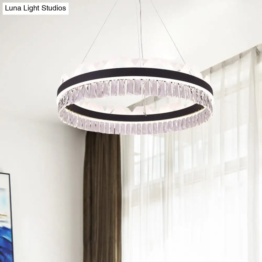 Led Circle Living Room Chandelier Pendant Light Fixture In Gold/Black