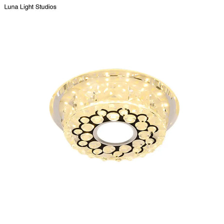 Led Crystal Ceiling Light With Bubble Pattern - Modern Flush Mount Fixture