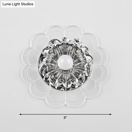 Led Crystal Corridor Ceiling Light - Flower Shade Flush Mount