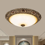 Led Farmhouse Flush Mount Light With Frosted Glass And Brown Finish - 3 Size Options Warm/White