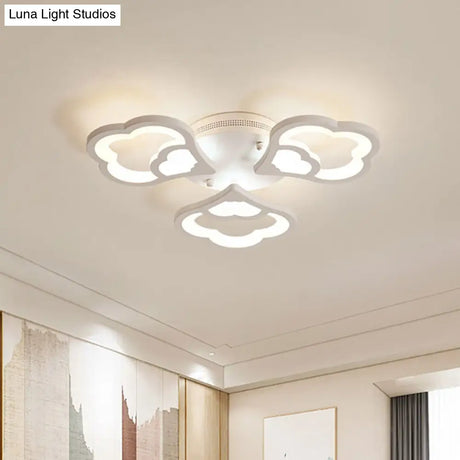 Led Flower Acrylic Ceiling Flush Light - 12 Head White Fixture With Warm/White Perfect For Bedroom