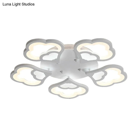 Led Flower Acrylic Ceiling Flush Light - 12 Head White Fixture With Warm/White Perfect For Bedroom