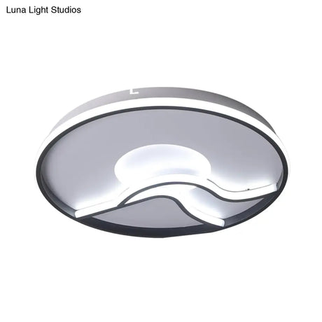 Led Flush Ceiling Light In Black Finish With White/Warm For Minimalist Bedroom - 16.5’/20.5’ Wide