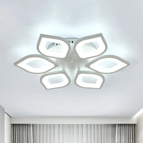 Led Flush Mount Ceiling Light With Leaf Acrylic Shade - White/Warm/Natural Lighting Fixture For