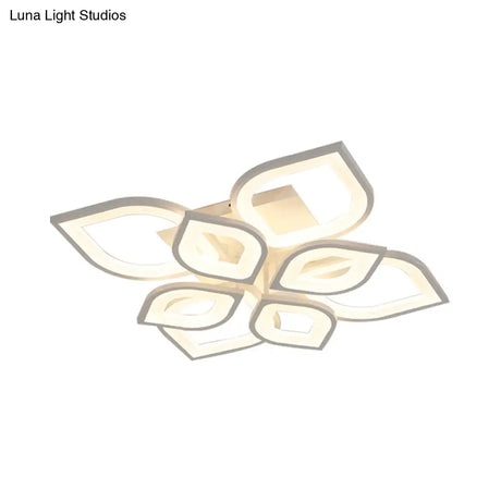 Led Flush Mount Ceiling Light With Leaf Acrylic Shade - White/Warm/Natural Lighting Fixture For