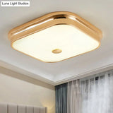 Led Flushmount Lighting: Traditional Square Frosted Glass Ceiling Light - Black/Gold For Living