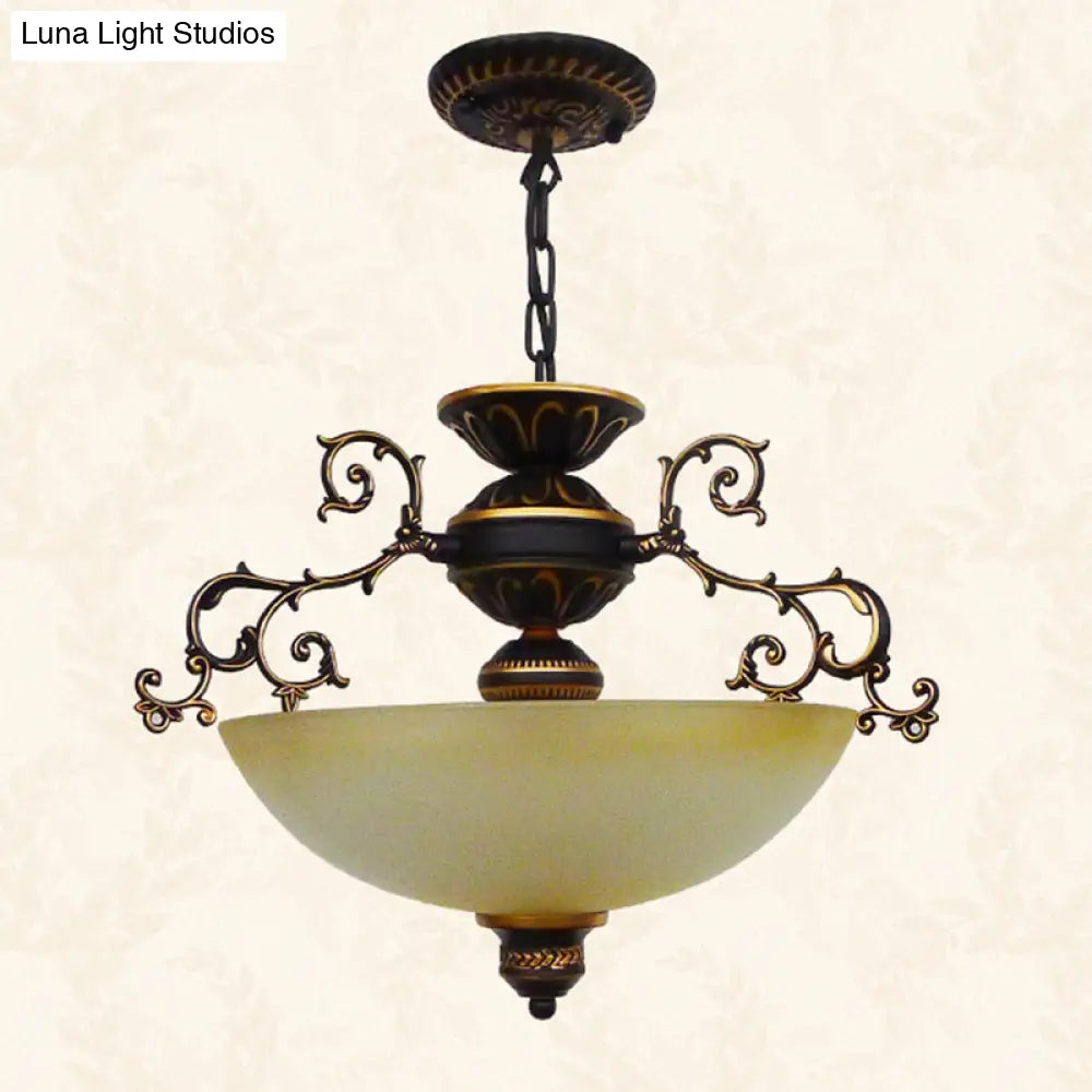 Led Glass Bowl Hanging Chandelier With Traditional Design For Living Room