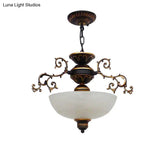Led Glass Bowl Hanging Chandelier With Traditional Design For Living Room