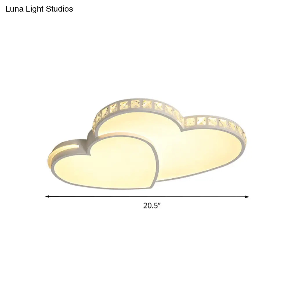 Led Heart Flush Mount Ceiling Light - 20.5’/24.5’ Simple White Acrylic Warm/White/3 Color Ideal
