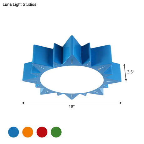Led Kindergarten Ceiling Light With Sun Acrylic Shade In Red/Yellow/Blue Colors
