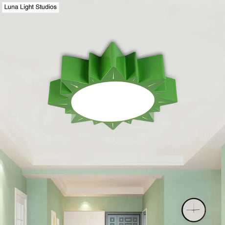 Led Kindergarten Ceiling Light With Sun Acrylic Shade In Red/Yellow/Blue Colors