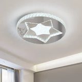 Led Moon/Star Cut Crystal Flush Light Fixture - Contemporary Ceiling Mount For Bedrooms Nickel /
