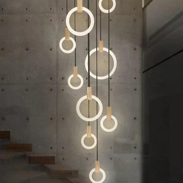 Led Nordic Wooden Iron Acryl Rings Diy Lamp Light.pendant Lights.pendant Lamp.pendant Light For