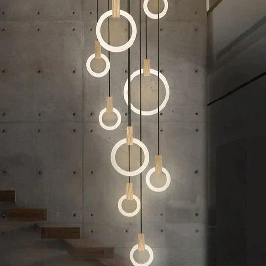 Led Nordic Wooden Iron Acryl Rings Diy Lamp Light.pendant Lights.pendant Lamp.pendant Light For