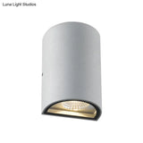 Led Outdoor Wall Washer Light In Black/Gray With Half-Cylinder Aluminum Shade - Warm/White Lighting