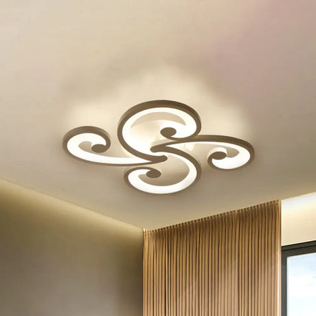 Led Petal Flush Mount Bedroom Ceiling Lamp In Warm/White/Natural Light - Modern Design 2 / White